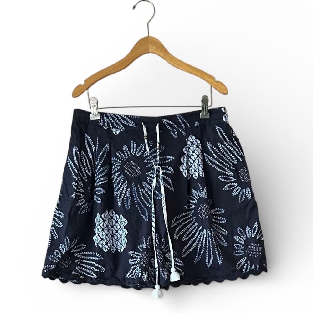 Figue Women’s Shorts Large Bridgette Navy Floral Drawstring Waist 100% Cotton